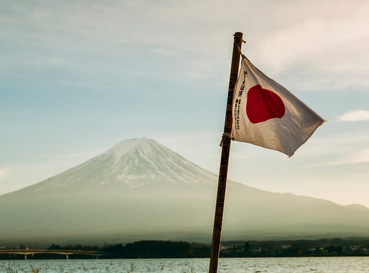 Japonsko, vlajka, Fuji
