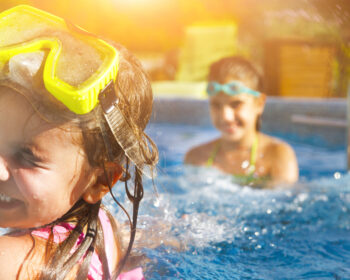 bazén, děti, léto, zábava, zahrada, prázdniny